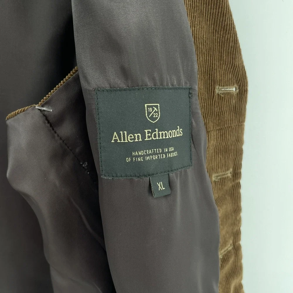 Allen Edmonds Vest‎ Men 44R Corduroy Brown Lined Waistcoat Cowboy Western Casual